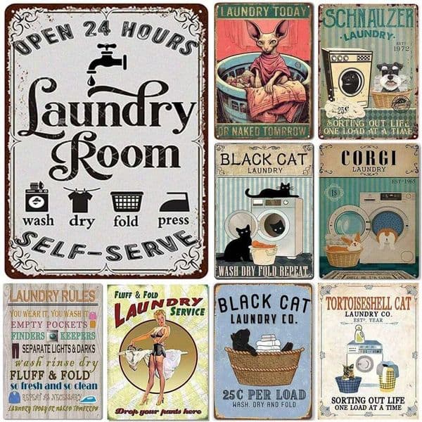 Plaque Metal Tin Signs Laundry Room Wall Decoration Vintage Art Posters Iron Painting for Man Cave Home Cafe Bathroom Club Bar 26L0513