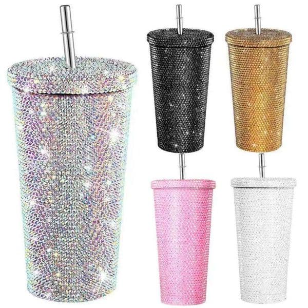 1 500/700ML Sparkling Thermal Cup Rhinestone-studded Glitter Tumbler Set Stainless Steel Insulated Bottles Vacuum Coffee Mug J260513
