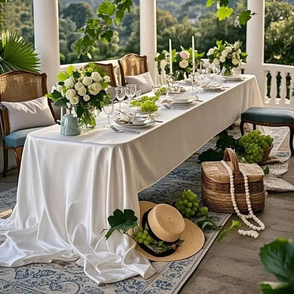 Satin Tablecloth Rectangle Silkly Soft Fabric Wedding Table Decoration for Birthday Banquet Baby Shower Kitchen Dining Christmas 260512