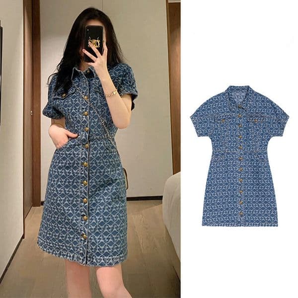 Luxury Designer 2026 Fashionable Women's Clothing Summer Plus-size Slimming French-style Design Niche Denim Dress Free Shipping