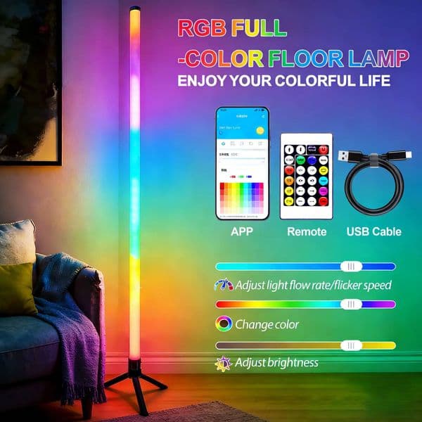 WS2812 Smart LED USB Floor Remote & APP Control RGB Music Sync Corner Lighting Modern Mood Standing Lamp for Room 5V ddmynov