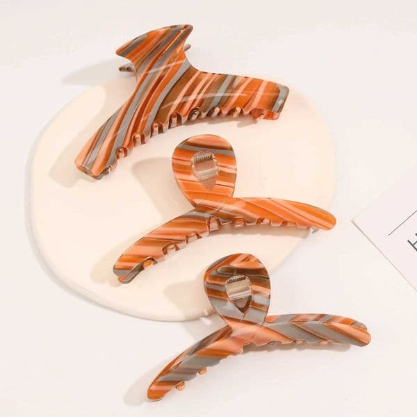 DS In Stock Low Price Clearance 10CM Large Stripe Acetate Hair Claw Retro Claw Clip Crab Hair Clip for Women Hair Accessories H260513