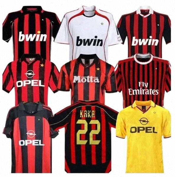 retro AC Soccer Jersey 1990 2000 2006 2007 2009 2010 2012 2014 Gullit 1988 96 97 Van Basten KAKA Inghi RONALDINHO Vintage Classics je H1HE#