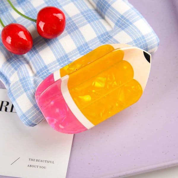 DS 89CM Yellow Pencil Hair Claw Stationery Series Acrylic Claw Clips Student Crab Hair Clips Hair Acessories for Women Girls H260513