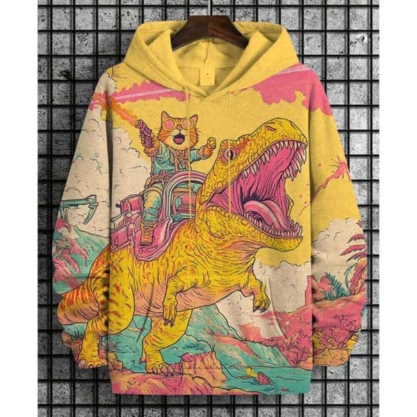 2026 Men's Hoodies Funny Cat Dinosaur UFO Art 3D Printed Cartoon Sweatshirt Men Women Tracksuit Oversized Casual Street Y2k Coat 26L0513