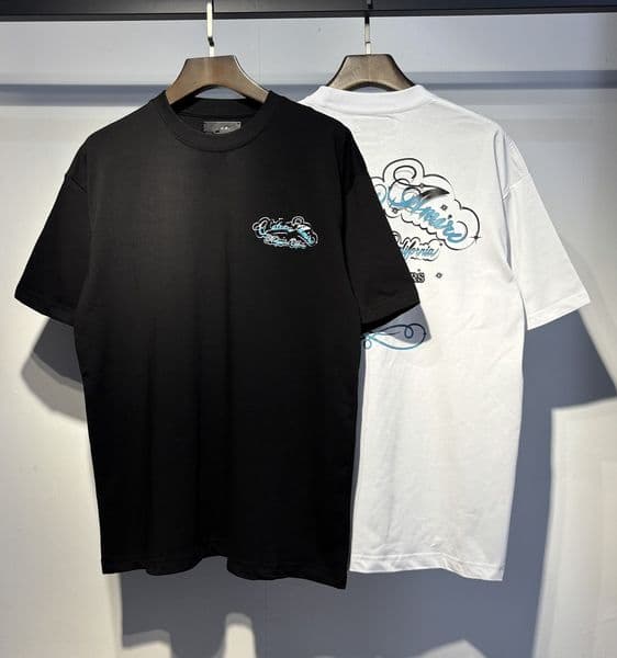 Tes Designer T-Shirts Majestik T-Shirt with White Ink Direct Printing and Rhinestone European and American Retro and trendy Double yarn lettering, white, black mmr