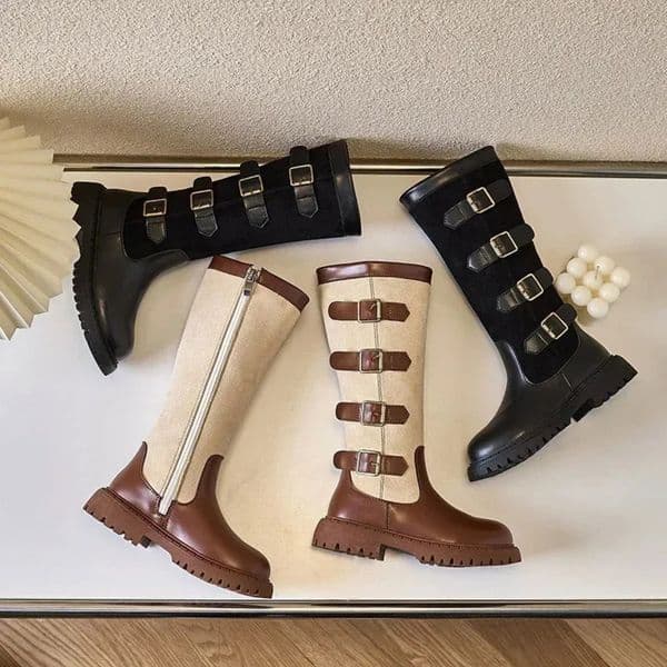 2026 New Children High Boots For Girls Autumn Winter Fashion And Comfortable British Style Casual Versatile Trendy Leather Shoes Designer 02