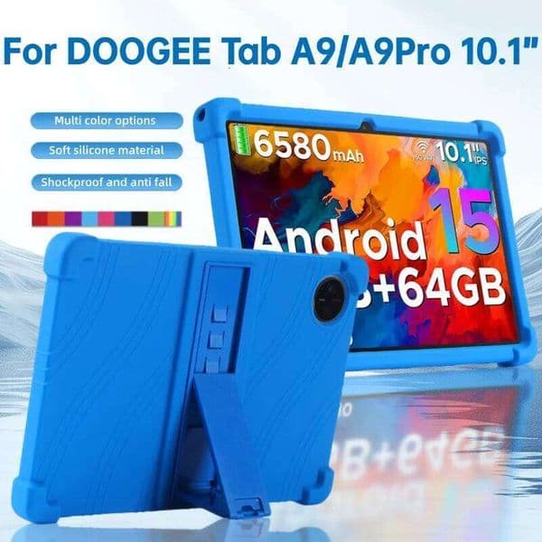 For & DOOGEE Tab A9 Pro Android Tablet Model Case,Soft Silicone Adjustable Stand Cover Lightweight Kids Friendly S260512
