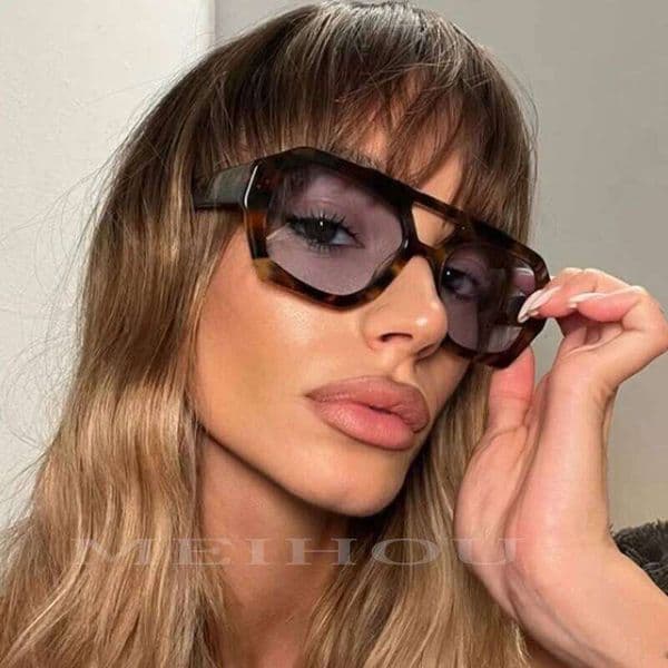Square Double Bridges Women's Sunglasses Vintage Retro Leopard Blue Gradient Female Sun Glasses Luxury Eyewear Gafas De Sol 26L0513