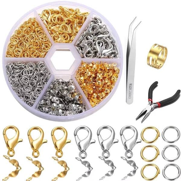 210-400Pcs/Box Jewelry Making Kits Lobster Clasp Open Jump Rings End Crimps Beads Box Handmade DIY Bracelet Necklace Findings
