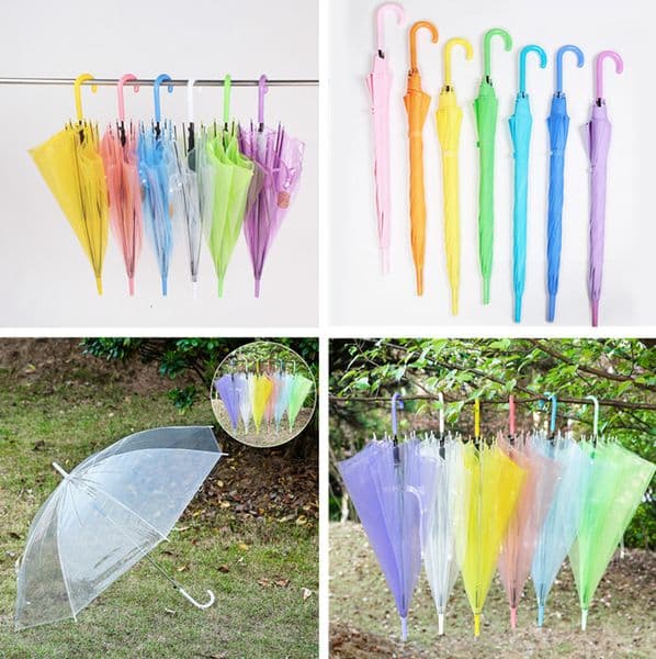 9 Styles Colorful Transparent Long Straight Handle Umbrella Automatic Black Rainbow Custom Umbrella Waterproof 8 Bone Umbrellas