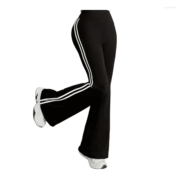 Women's Pants Casual Sports Flared Side Stripe Design High-Waisted And Hip-Lifting Suitable For All Seasons Slim-Fit Long