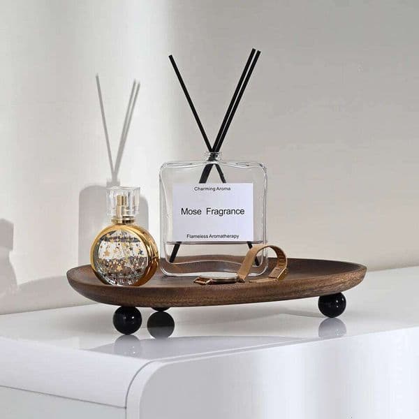 Wooden Oval Irregular Multifunctional Desktop Decorative Aromatherapy Storage, Key Tray, Jewelry & Accessories Organizer, Home Decor 26Y0513