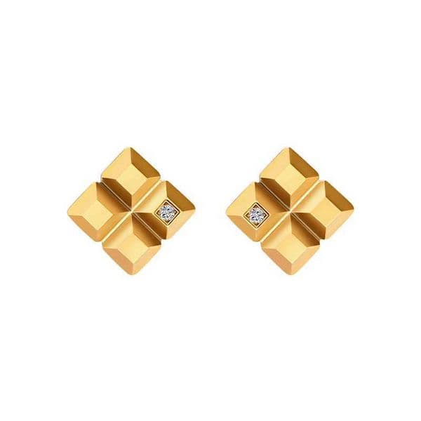 MEHOPE Mens Geometric Gold Earrings with Diamond Minimalist 3D Cube Metal Stud Earrings for Men Fashion Jewelry Gift Q260512