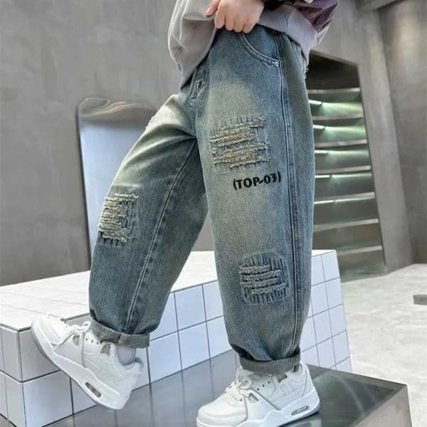 Designer 2026 Autumn Boys Jeans Baby New Children Loose Denim Pants Teenager Fashion Spring baby Baggy Trousers Kids Handsome Baby Clothing 4-14 Free Shipping