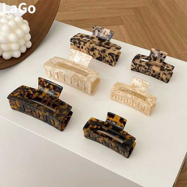 Modern 2024 New Hair Claw Large Geometric Hollow Square Tortoiseshell Leopard Acetate Hair Clip For Women Hair Accessories H260513