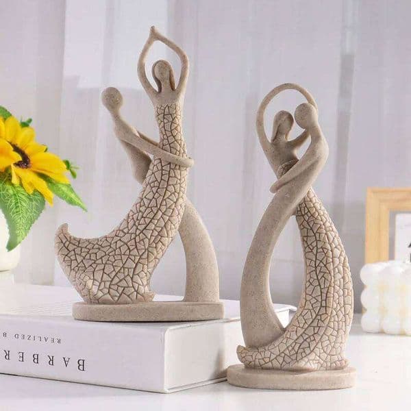 European-style Lovers' Sandstone Figurine, Resin Craft Home Decor for Living Room, Valentine's Day Gift 26Y0513