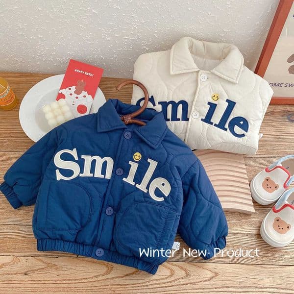 Winter Childrens Clothing Baby Boys Smile Jacket Coats s Cotton Clothes Toddler Girls Lapel Outerwear Embroidery Tops 0-6YrsL260513EC5A
