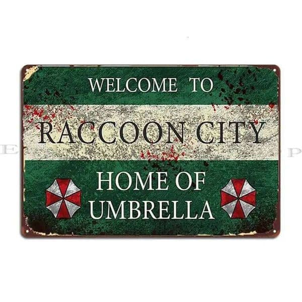 Welcome To Raccoon City Metal PaintingVintage Wall Decor Funny Design Tin Sign Poster 26Y0513