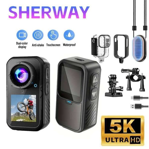 5K Thumb Action 4K 60FPS 6-Axis Touch Screen Stabilization Pocket Sports Camera Magnetic Motorcycle Waterproof Bodycam 26L0513