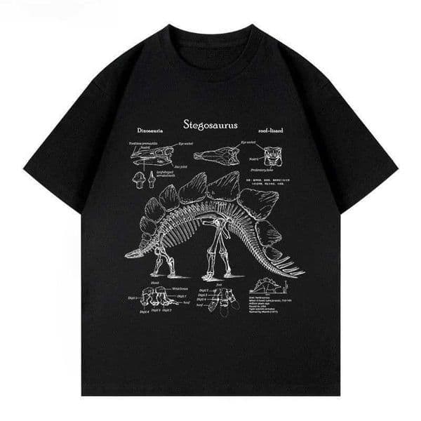 2026 New Stegosaurus Analysis Dinosaur Archaeology Print Mens and Womens Short Sleeve Loose Plus Size Crew Neck T-Shirt L260513