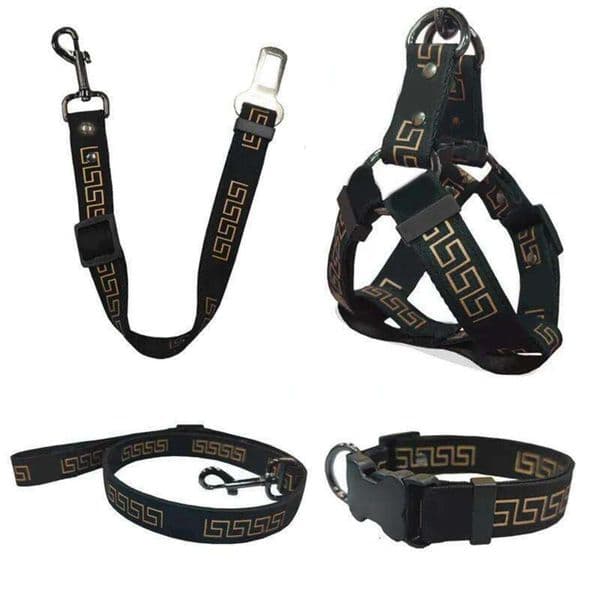 Dog Collar Designer Designer dog leash Belts Classic Bronzing Font Pattern Pet Collars For Small Medium Large Dogs Bulldog Cor