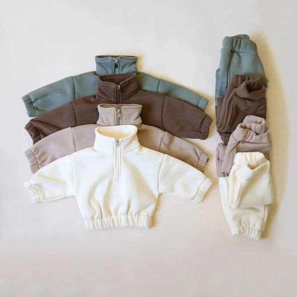 Designer 2026 Sportswear Suits Baby Baby For Children Warm Autumn Winter Fleece Jacket Pant Kids Boy Girl Tracksuits Clothes Outfit Free123