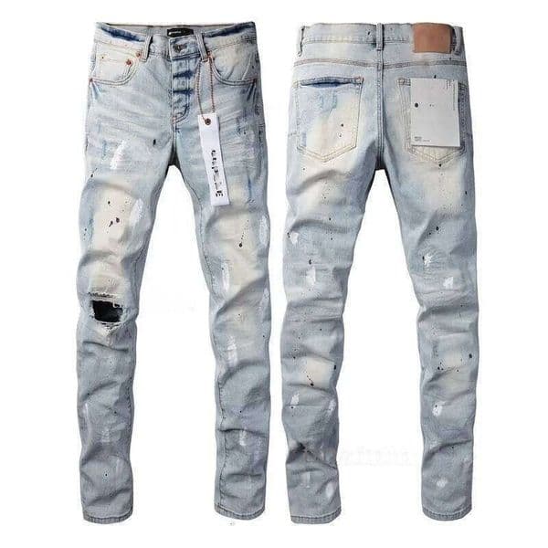 Men's Purples Jeans Fashion Mens Denim Shorts Cool Style Designer Pant Distressed Ripped Biker Black Blue Jean Slim Fit Motorcyc Stretch Y2k