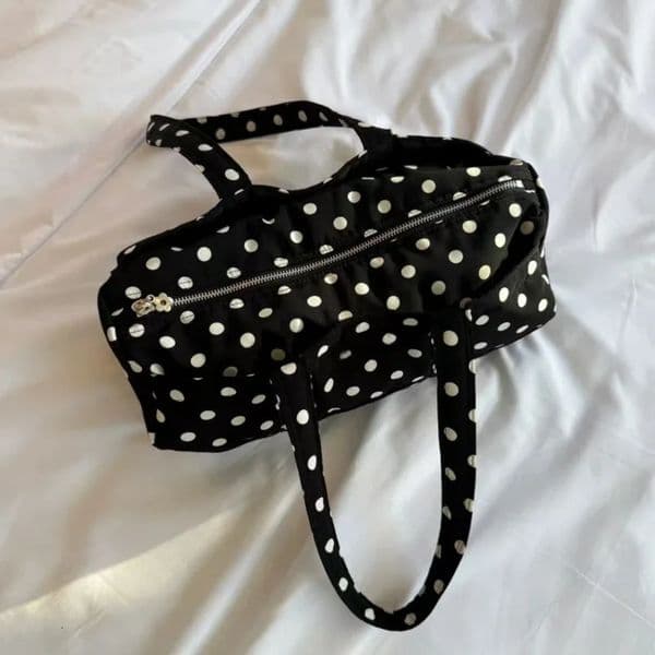 2026 Korean Sle Large Capaci Shoulder Bag Casual Travel Ladies Handbag Womens Y2k Polka Dot Print Canvas Tote for Youth w260512