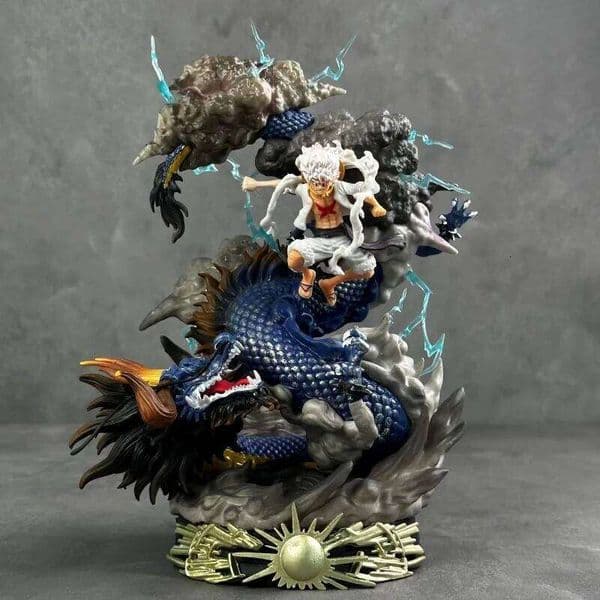 22cm Luffy Vs Kaido Anime Figures Battle Scene Desktop Gk Statue Model Doll Toys Boys Gift 26L0513