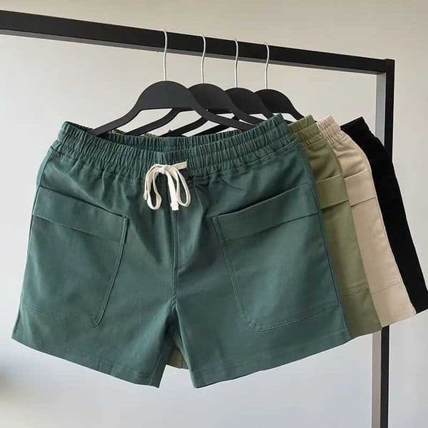 Summer Running Shorts Men Casual Black Gym Fitness Shorts Comfortable Casual Drawstring Waist Solid Multiple Pockets Shorts L260513