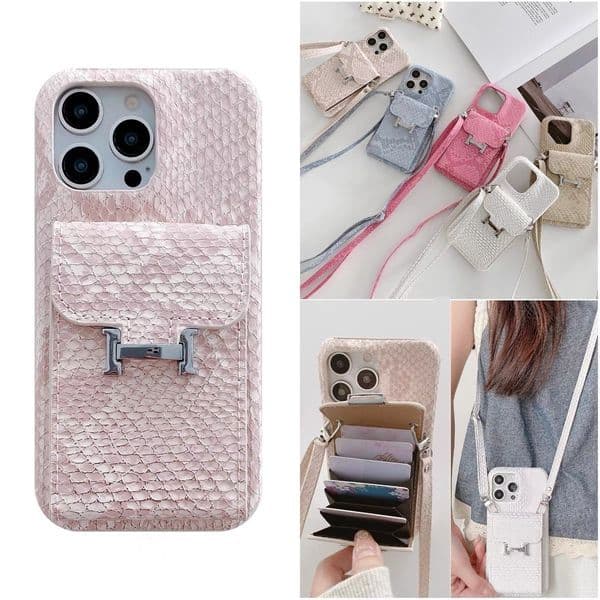 Serpentine pattern card insertion bag 2in1 for iphone 16promax phone case 15pro phone case 17air coin purse 14plus 13 12mini Card Holder Luxury Leather Case Z260520