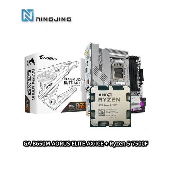 AMD R5 7500F CPU GA B650M AORUS ELITE AX ICE mATX AMD B650 DDR5 M2 WiFi 6E Motherboard New Suit Combo Bundle Socket AM5