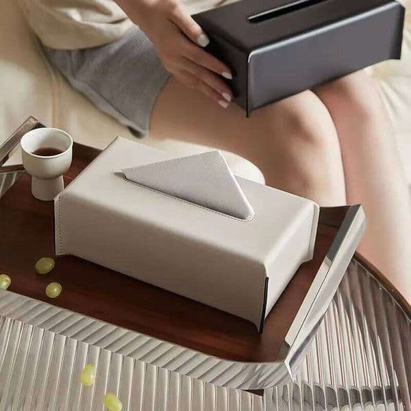 Woven Box Leather Napkin Case Luxury Cover Living Room Tissue Paper Holder Desktop Home Tabletop Decoration 26W0513