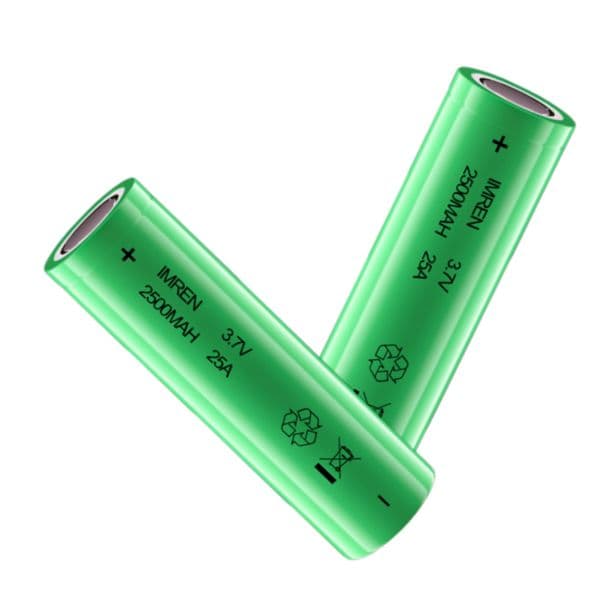 IMREN 18650 Lithium Ion Battery - 2500mAh Flat Top 3.7V 25A rechargeable batteries for LED Flashlights