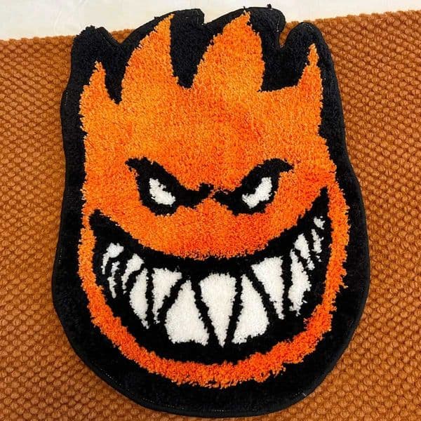 Orange Fire Tufted Mat Rug Carpet Cute Flocking Soft Plushy Bedside Pad Aesthetic Home Decor Non-slip Absorbent Bath Mat Doormat T260512