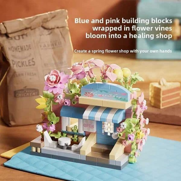 Coffee Ice Cream Flower Shop Store Street View Food House Building Blocks Kit Girls Bricks Model Mini Assembly Bricks Kids Toy L260513WS9I