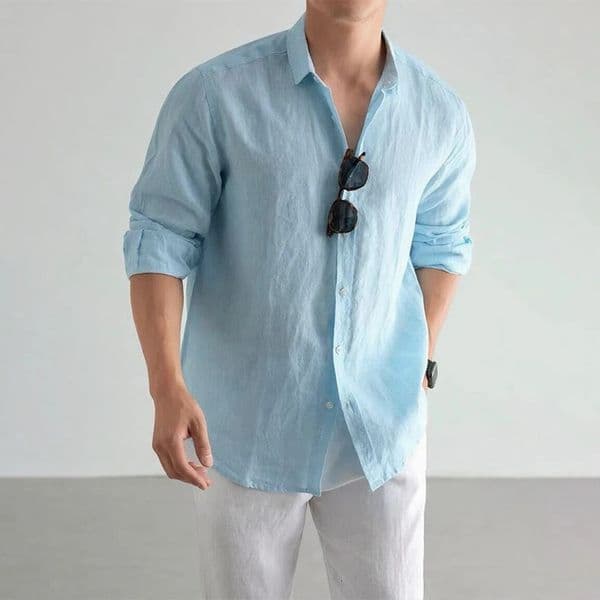 Mens Casual Fashion Shirt Long Sleeve 100 Linen Cotton T-shirts Black White Tops Clothing Plus Size Classic Baggy Shirts Men 260512
