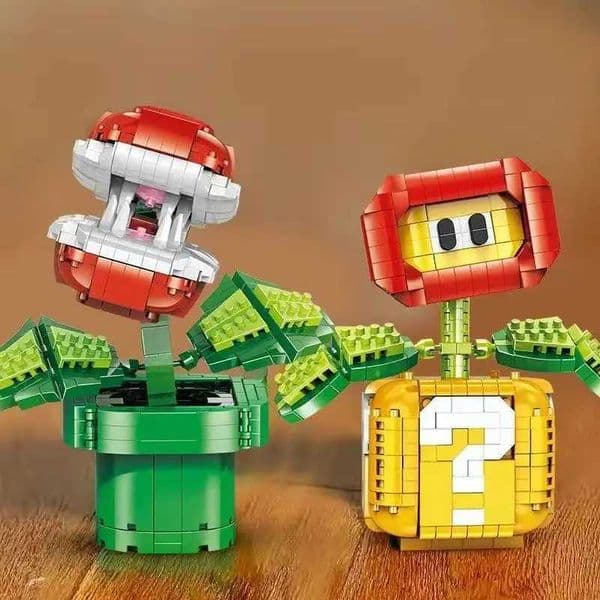 Flame Flower Man-eating Flower Building Blocks Question Mark Box Mini Building Blocks Creative Desktop Model Childrens Toys L2605132T1P