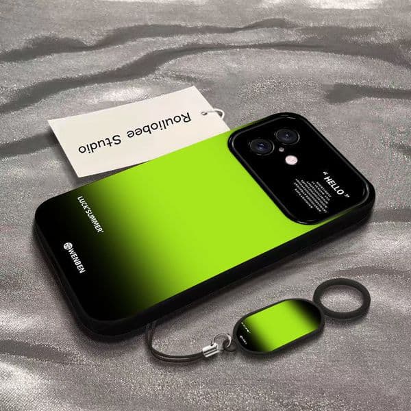 Gradient Black Green Compatible With Apple 16 Pro Phone 15 Large Window 17 Matte Shockproof Soft Case XS