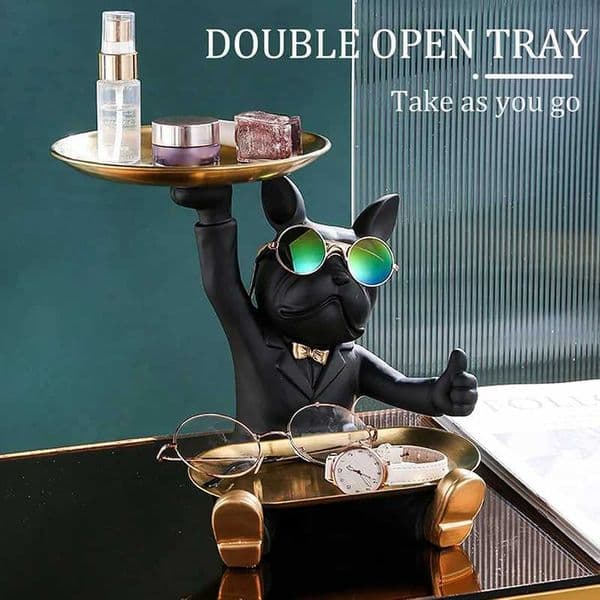 Resin French Bulldog Tray Statue Cool Bulldog Storage Decor Key Bowl Dog statue For Modern Home Decor Office Desk Decor Gifts T260512