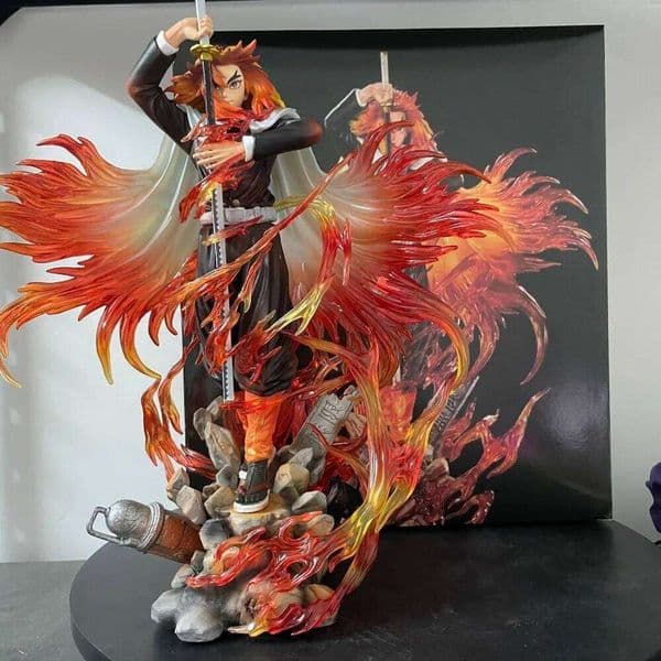 Demon Slayer Kimetsu No Yaiba Kyojuro Rengoku Action Figure 30cm PVC Static GK Anime Collectible Display Statue Model Gift Fans J260513