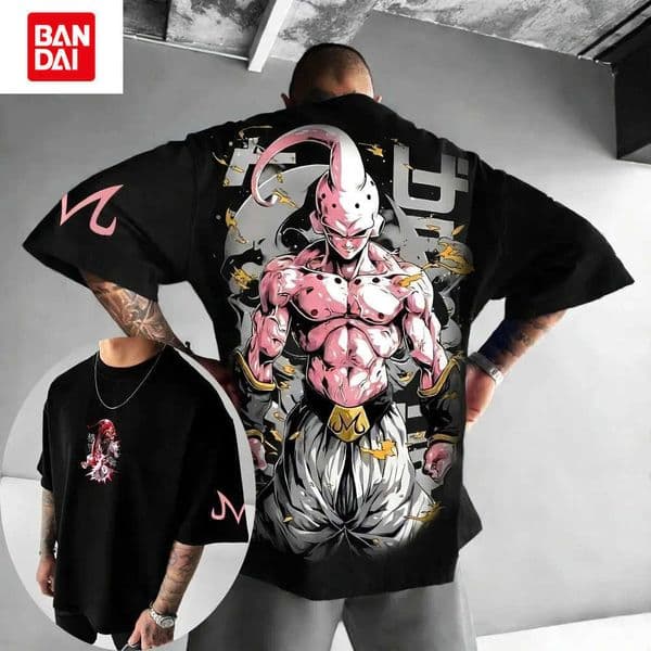 2026 Unisex Cotton T-shirt Dragon Ball Majin Buu Summer Harajuku Anime Printed Round Neck Loose Parent Child Short Sleeve Top L260513QX6Q