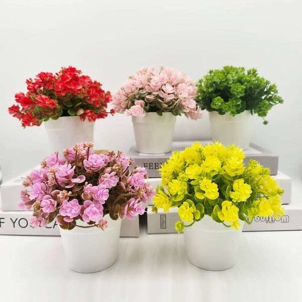 15cm Artificial Eucalyptus in Pot, Realistic Fake Greenery Mini Potted Plant for Home Office Desk Decor, Table Centerpiece W260513