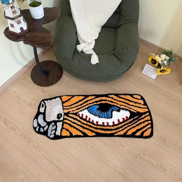 Brown Eye Lighter Shaped Flocking Carpet Unique Clustered Design Rug Home Decorative Floor Covering T260512
