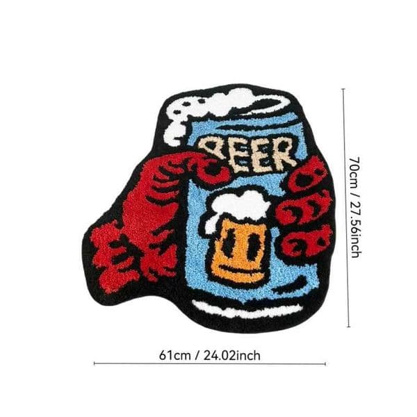 Funky Beer Can Tufted Rug Colorful Cartoon Style Flocking Floor Mat Non-Slip Decor for Pub Home Bar Beer Enthusiasts Bedroom T26051283ZP