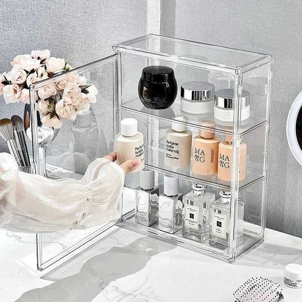 Transparent Acrylic Makeup Organizer Dustproof Storage Box Perfume Skincare Display Case Blind Box Figurine Organizer Shelf T260512