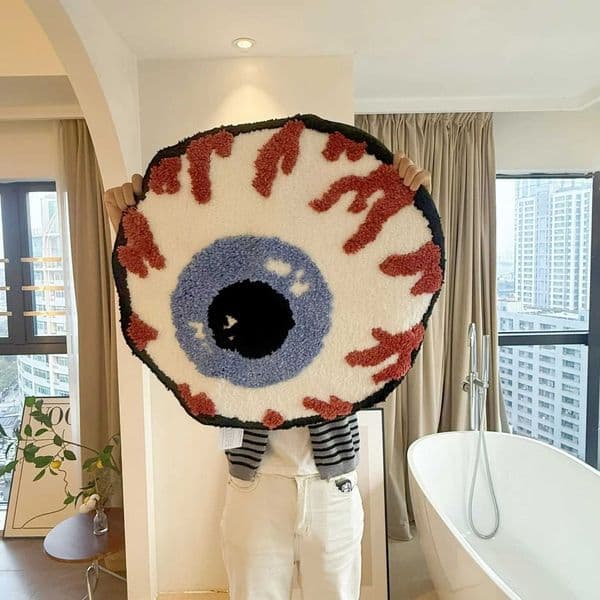 Red Bloodshot Eyeball Tufted Rug Soft Fluffy Anti-Slip Gothic Floor Mat for Bedroom Game Room Horror Themed Home Decor T260512LSXQ