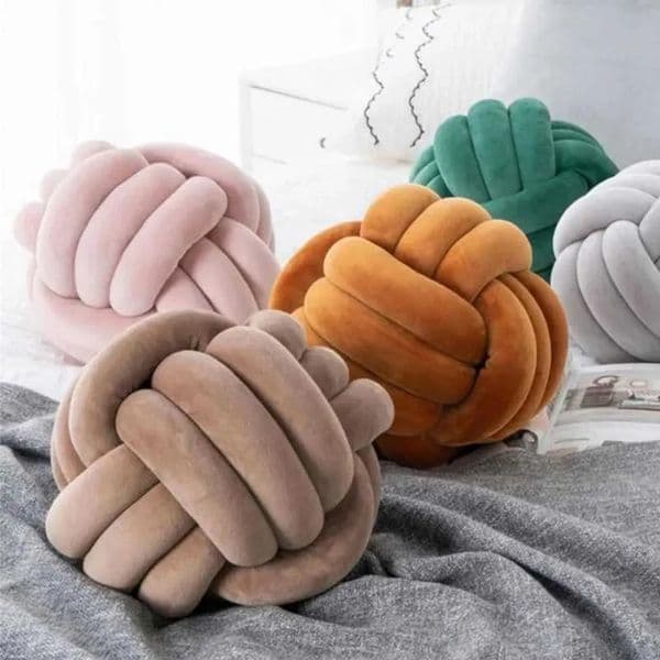 Luxury Designer Decor Knot Pillow room Ball Round Home Decor Cushion Decorative Aesthetic Handmade Throw Pillows Khaki Cream Pink White Blac 4