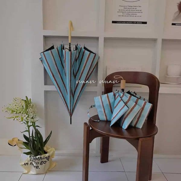 Long Handle Umbrella Striped Umbrella for Women Dual-use for Sun and Rain Compact and Portable Automatic Sun Protection UV Shade Sun Umbrella L260512